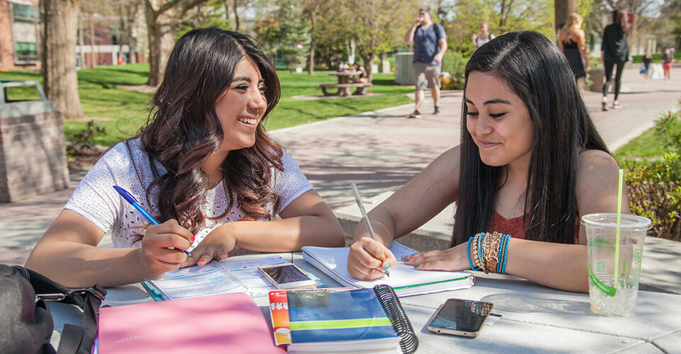 Student receiving guidance on campus